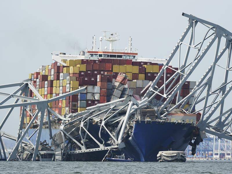 The Singapore-flagged container ship ploughed into a support pylon of the Francis Scott Key Bridge. (AP PHOTO)