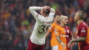 Scott McTominay misses a chance for Man Utd in a potentially calamitous 3-3 draw at Galatasaray. (AP PHOTO)