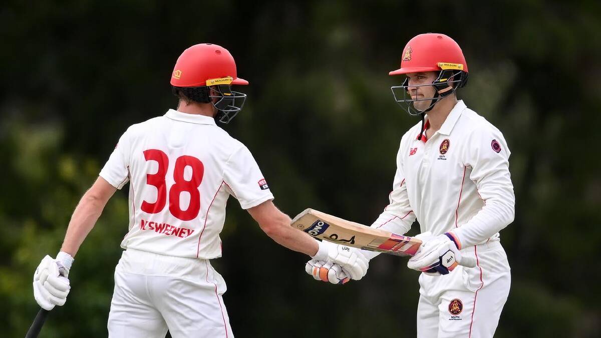 Nathan McSweeney (l) and Alex Carey (r) hold the key to South Australia's innings on day two. (Steven Markham/AAP PHOTOS)