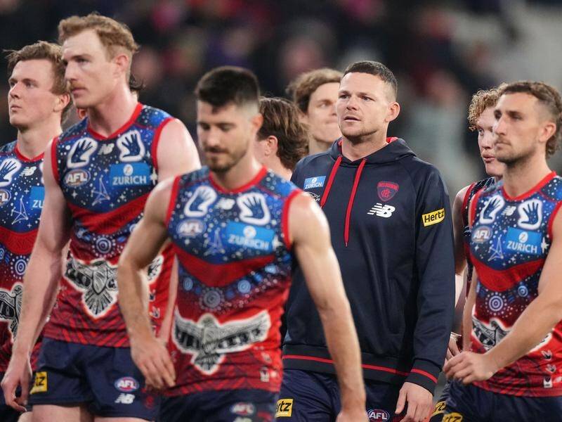 Star defender Steven May was subbed out of Melbourne's loss to Fremantle with concussion.