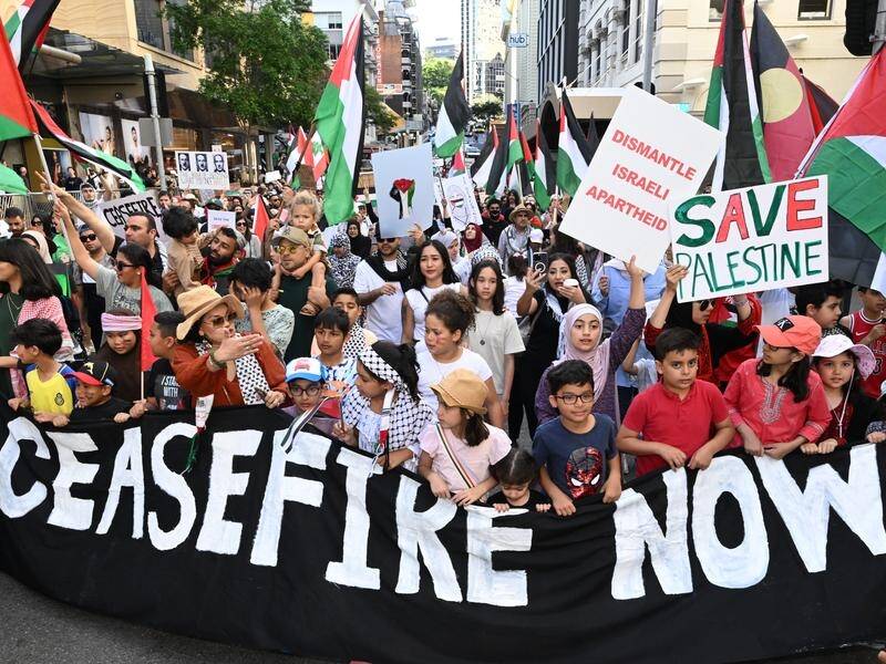Pro-Palestinian protests took place across the country at the weekend. (Darren England/AAP PHOTOS)