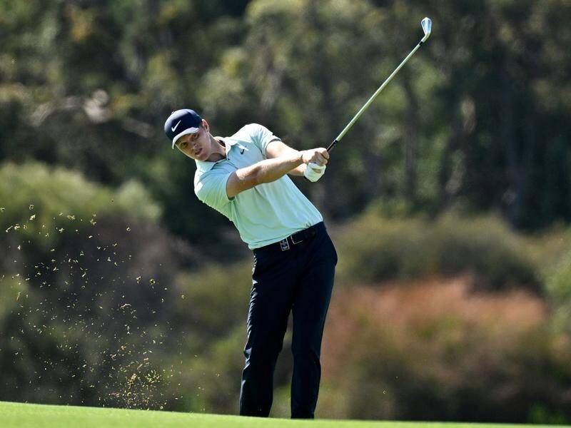 Cam Davis is the first-round clubhouse leader of the Australian Open at the Lakes Golf Club. (Dan Himbrechts/AAP PHOTOS)