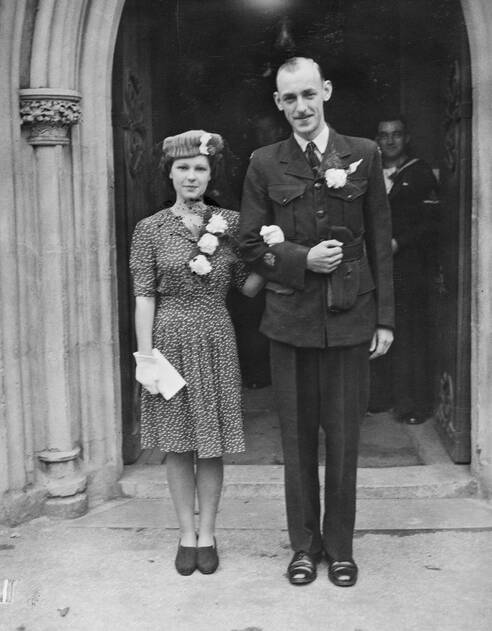 Warrant Officer Jack Sealey weds Aircraftwoman Grace Boyt just after the end of the war. Picture: Australian War Memorial