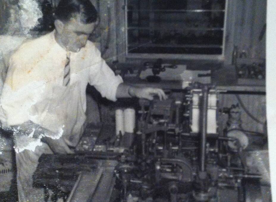 Publisher and editor Bill Moloney operates the printing press producing The Collarenebri Gazette in north-western NSW in the early 1960s.